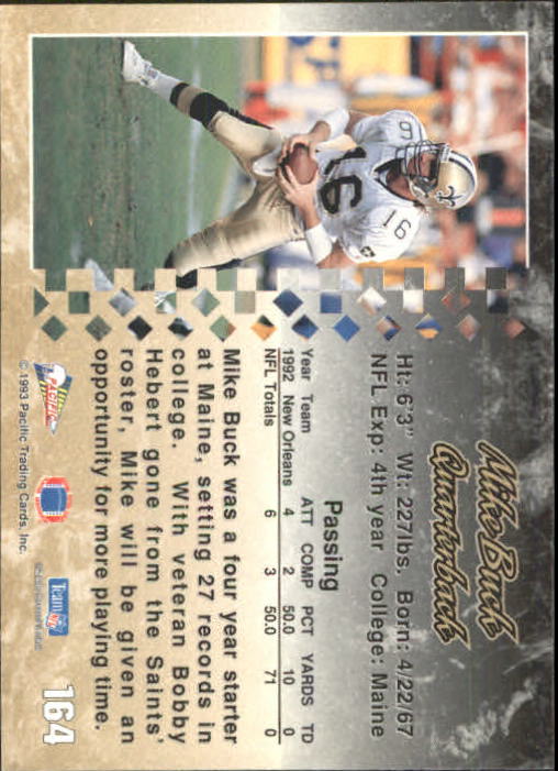1993 Pacific #164 Mike Buck back image