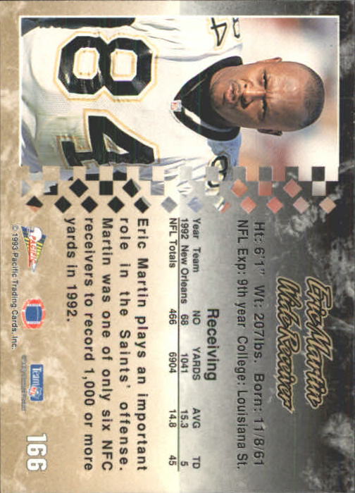 A6697- 1993 Pacific Football Cards 1-250 +Rookies -You Pick- 15+ FREE US SHIP - Bild 325 von 487