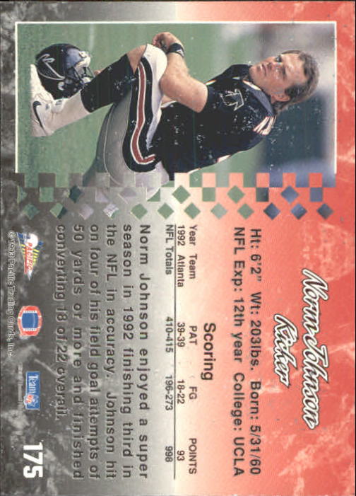 1993 Pacific #175 Norm Johnson back image