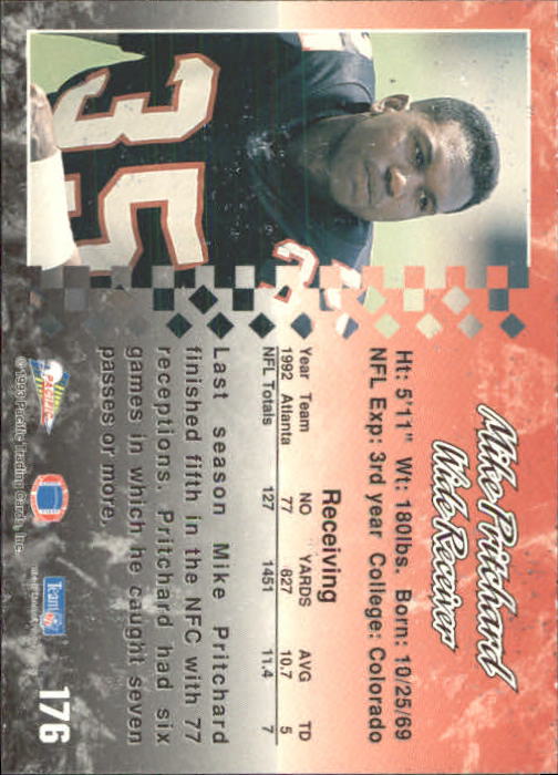 1993 Pacific #176 Mike Pritchard back image