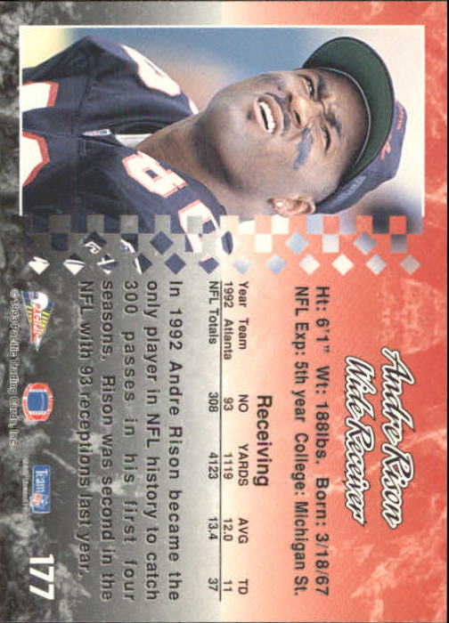1993 Pacific #177 Andre Rison back image