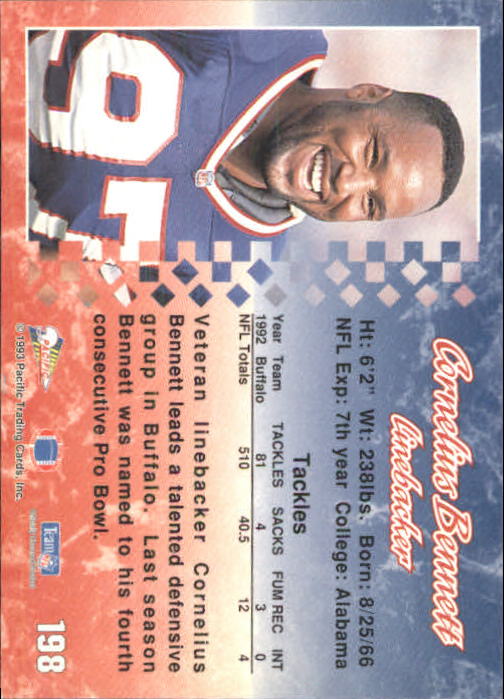 A6697- 1993 Pacific Football Cards 1-250 +Rookies -You Pick- 15+ FREE US SHIP - Bild 389 von 487