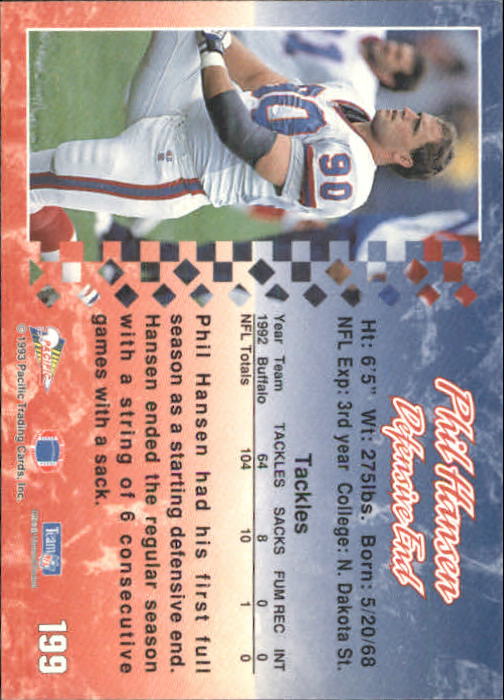 A6697- 1993 Pacific Football Cards 1-250 +Rookies -You Pick- 15+ FREE US SHIP - Bild 391 von 487