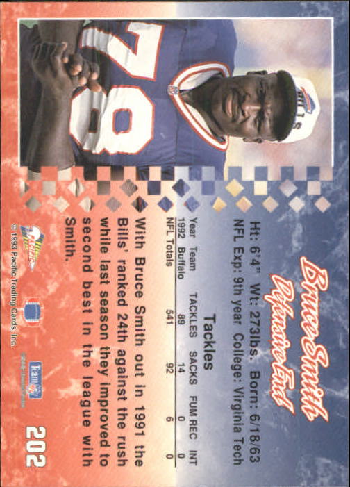 A6697- 1993 Pacific Football Cards 1-250 +Rookies -You Pick- 15+ FREE US SHIP - Bild 397 von 487