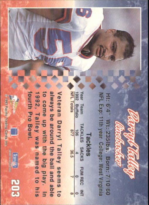 A6697- 1993 Pacific Football Cards 1-250 +Rookies -You Pick- 15+ FREE US SHIP - Bild 399 von 487