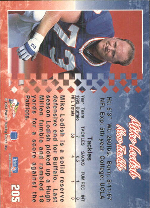 A6697- 1993 Pacific Football Cards 1-250 +Rookies -You Pick- 15+ FREE US SHIP - Bild 403 von 487