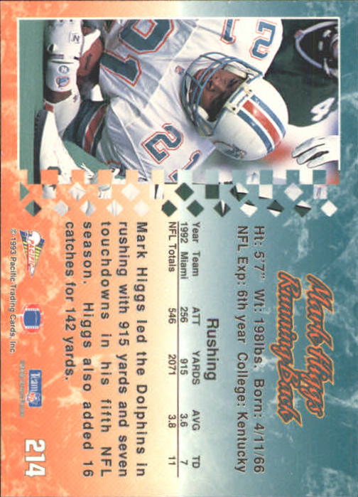 A6697- 1993 Pacific Football Cards 1-250 +Rookies -You Pick- 15+ FREE US SHIP - Bild 421 von 487