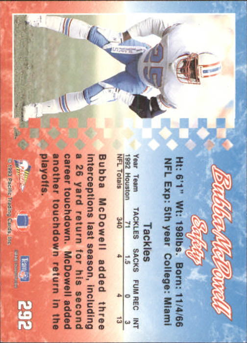 A6697- 1993 Pacific Football #s 251-440 +Inserts -You Pick- 15+ FREE US SHIP - Picture 85 of 351