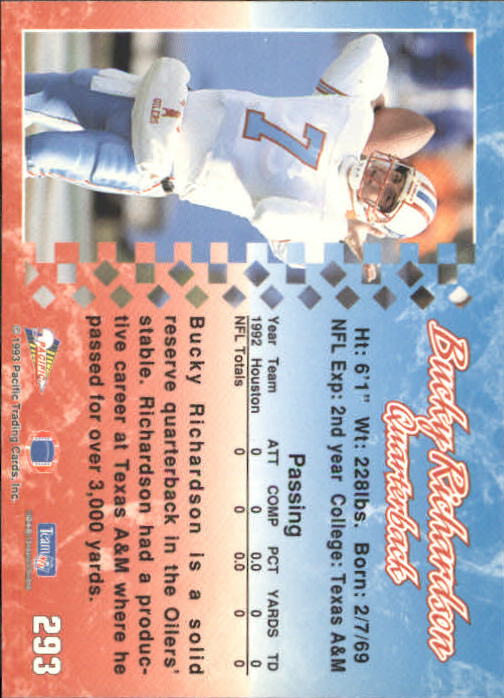 A6697- 1993 Pacific Football #s 251-440 +Inserts -You Pick- 15+ FREE US SHIP - Picture 87 of 351