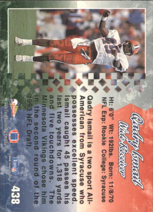 1993 Pacific #438 Qadry Ismail RC back image