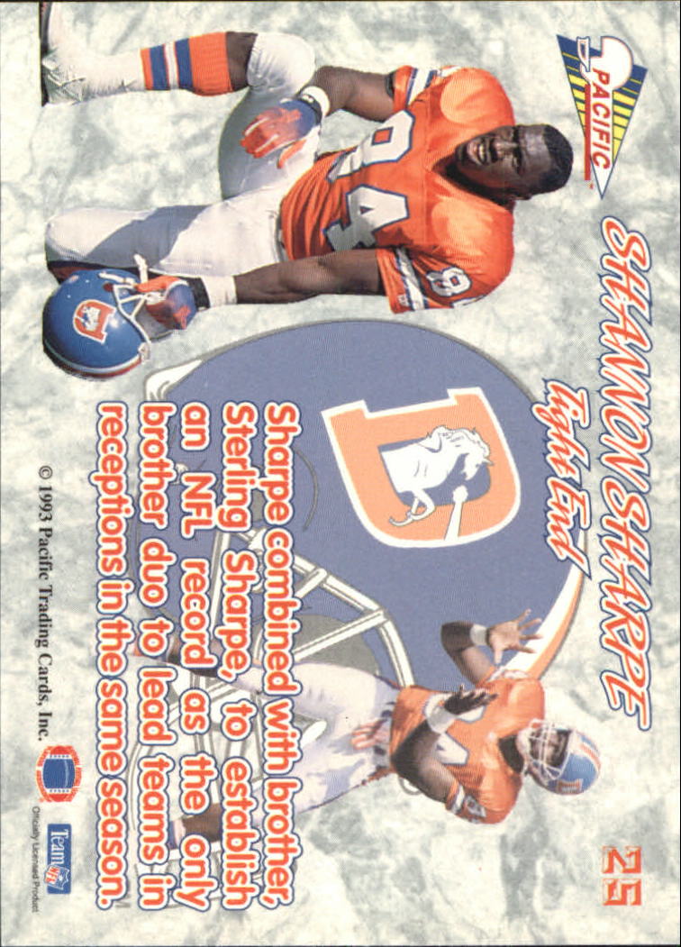 1993 Pacific Prisms #25 Shannon Sharpe back image