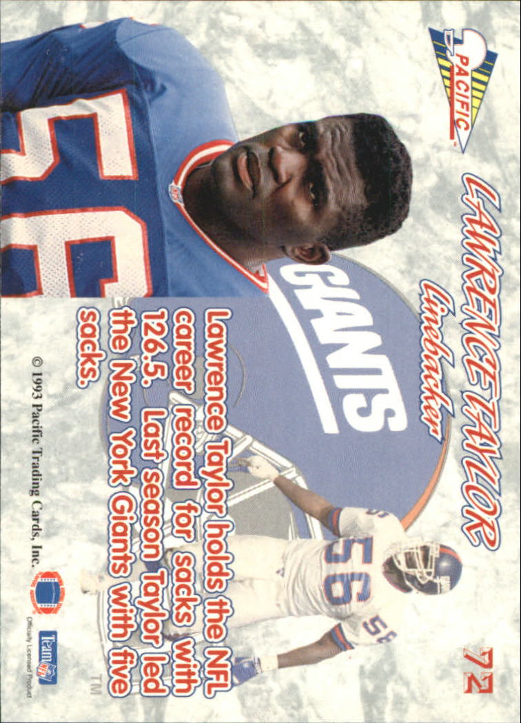 1993 Pacific Prisms #72 Lawrence Taylor back image