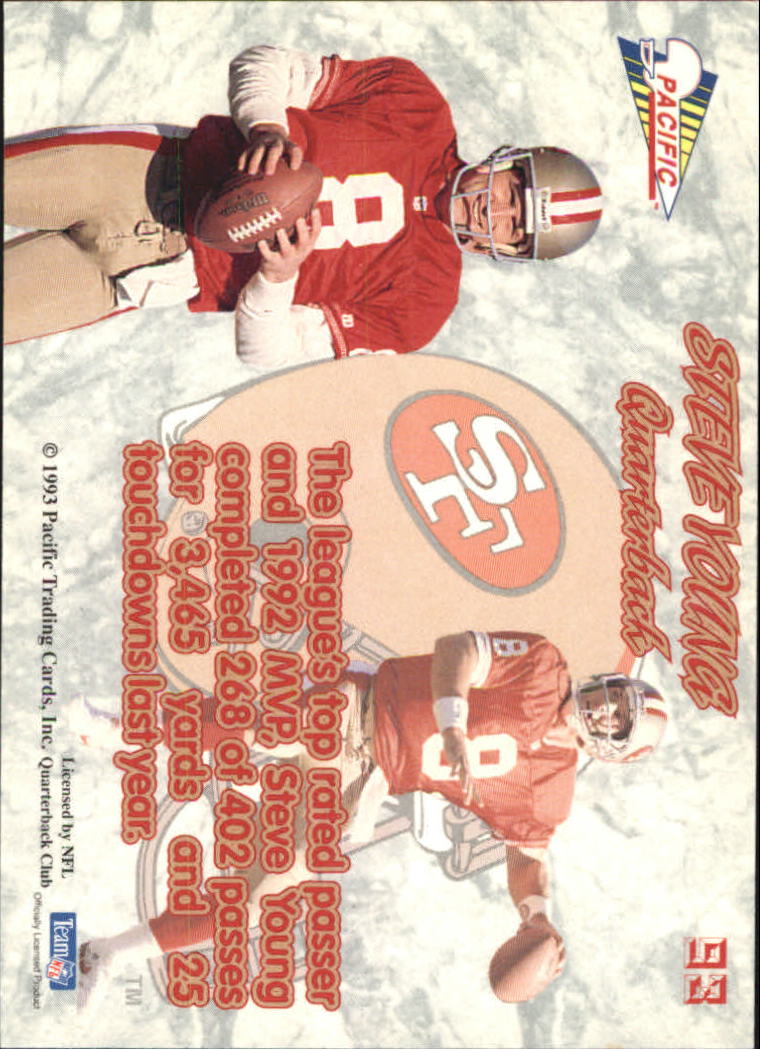 1993 Pacific Prisms #93 Steve Young back image