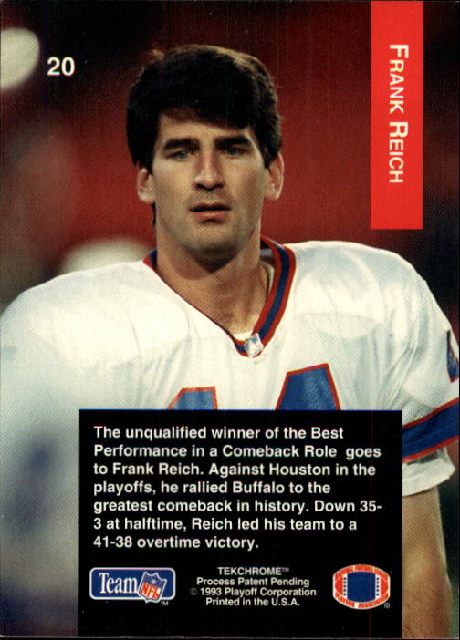1993 Playoff #20 Frank Reich back image