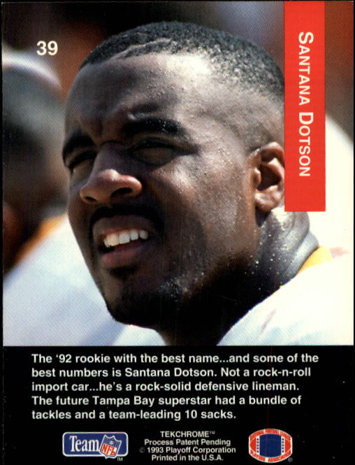 1993 Playoff #39 Santana Dotson back image