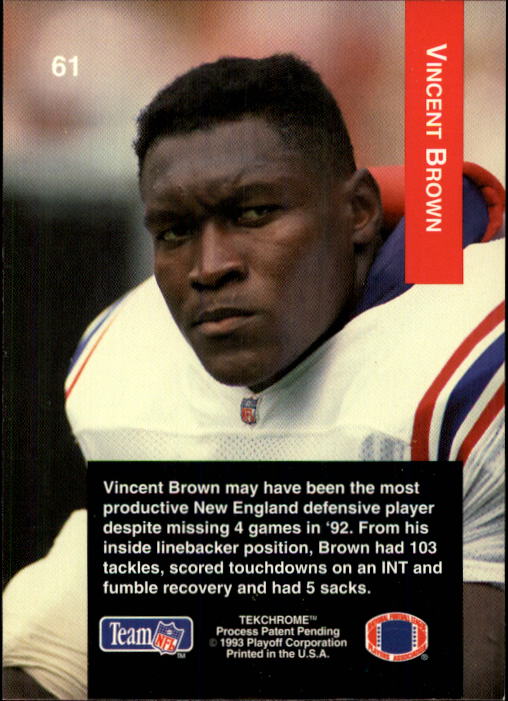 1993 Playoff #61 Vincent Brown back image