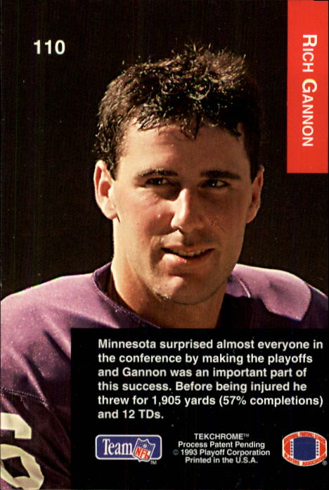 1993 Playoff #110 Rich Gannon back image