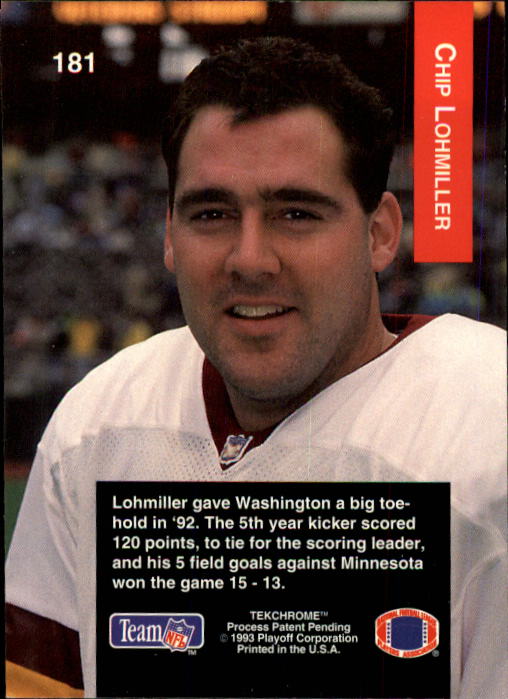 1993 Playoff #181 Chip Lohmiller back image