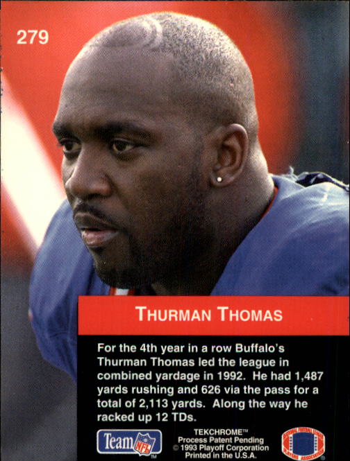 1993 Playoff #279 Thurman Thomas TB back image