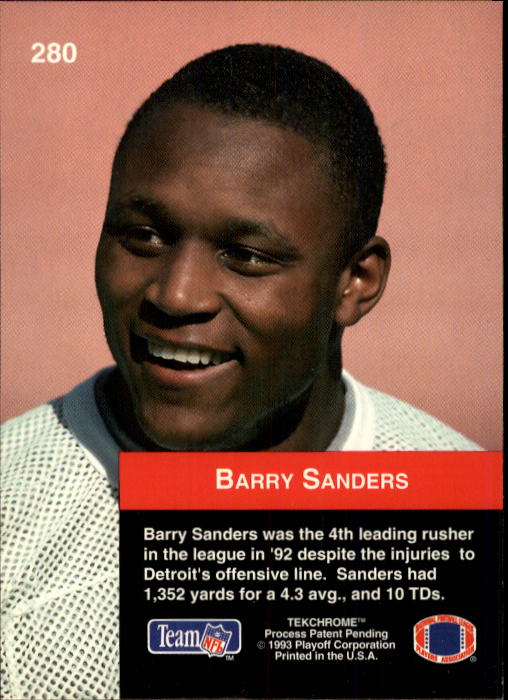 1993 Playoff #280 Barry Sanders TB back image