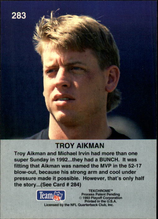 1993 Playoff #283 Troy Aikman PC back image