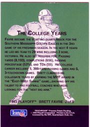 1993 Playoff Brett Favre #2 Brett Favre back image