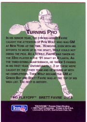 1993 Playoff Brett Favre #3 Brett Favre back image