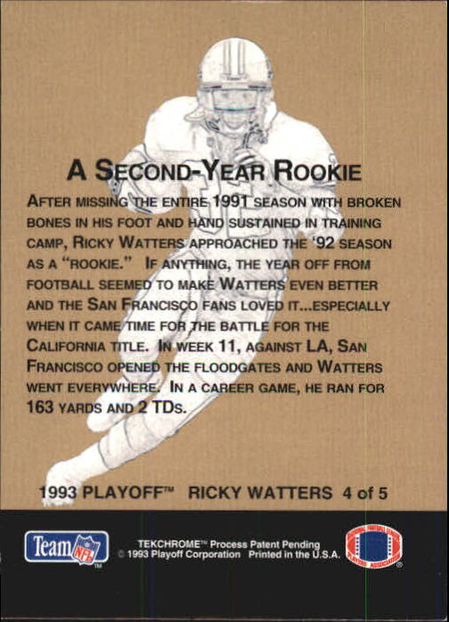 1993 Playoff Ricky Watters #4 Ricky Watters back image