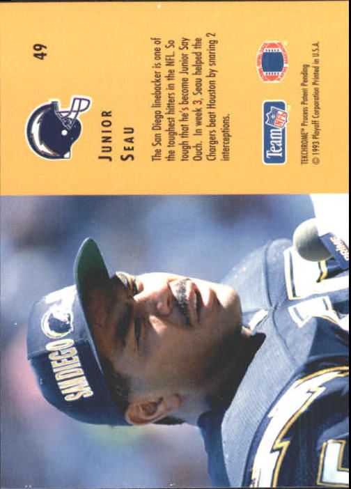 1993 Playoff Contenders #49 Junior Seau back image