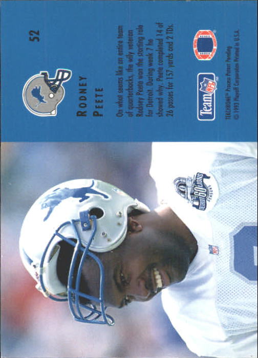 1993 Playoff Contenders #52 Rodney Peete back image