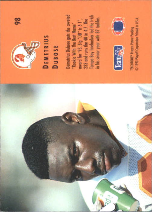1993 Playoff Contenders #98 Demetrius DuBose RC back image