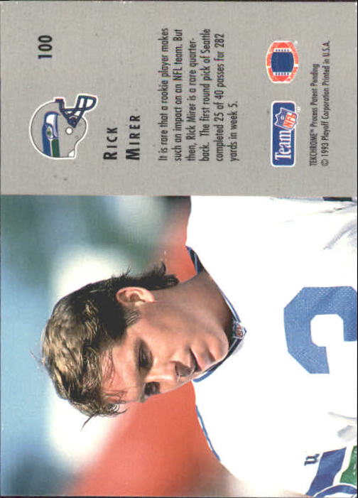 1993 Playoff Contenders #100 Rick Mirer RC back image