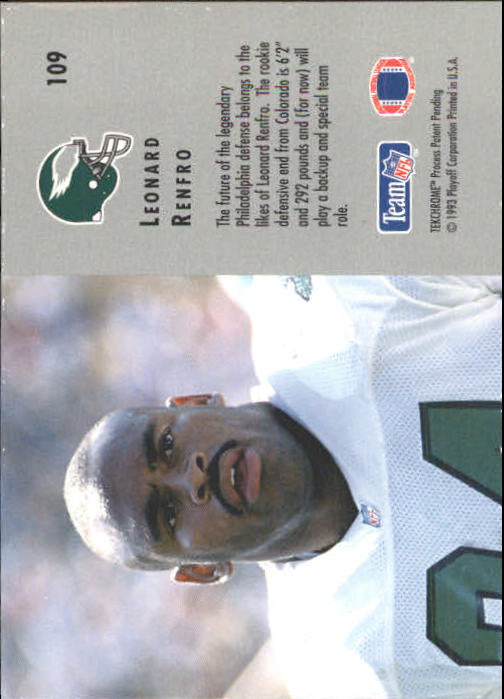1993 Playoff Contenders #109 Leonard Renfro RC back image