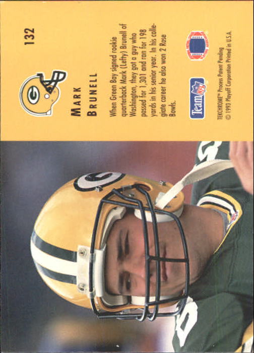 1993 Playoff Contenders #132 Mark Brunell RC (Error name misspelled on front) back image