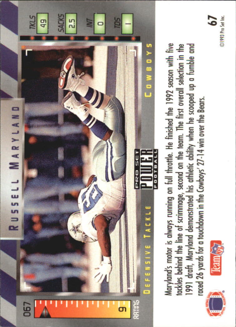 1993 Power Gold #67 Russell Maryland back image