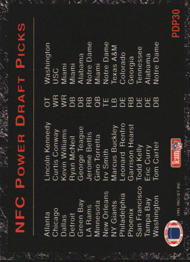 1993 Power Draft Picks Gold #PDP30 NFC Logo CL back image