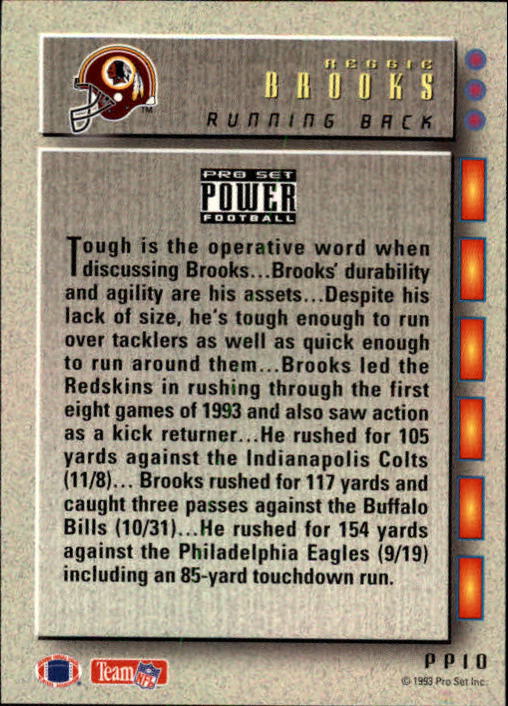 1993 Power Update Prospects #10 Reggie Brooks RC back image