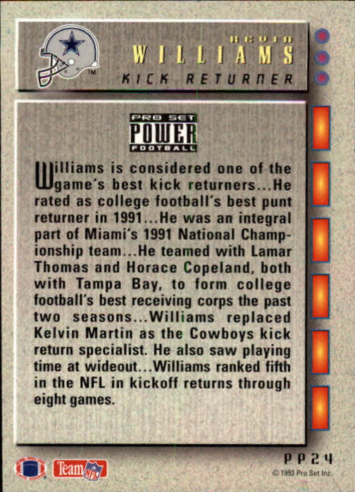 1993 Power Update Prospects #24 Kevin Williams RC WR back image
