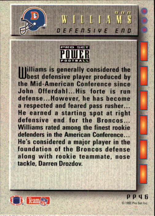1993 Power Update Prospects #46 Dan Williams RC back image