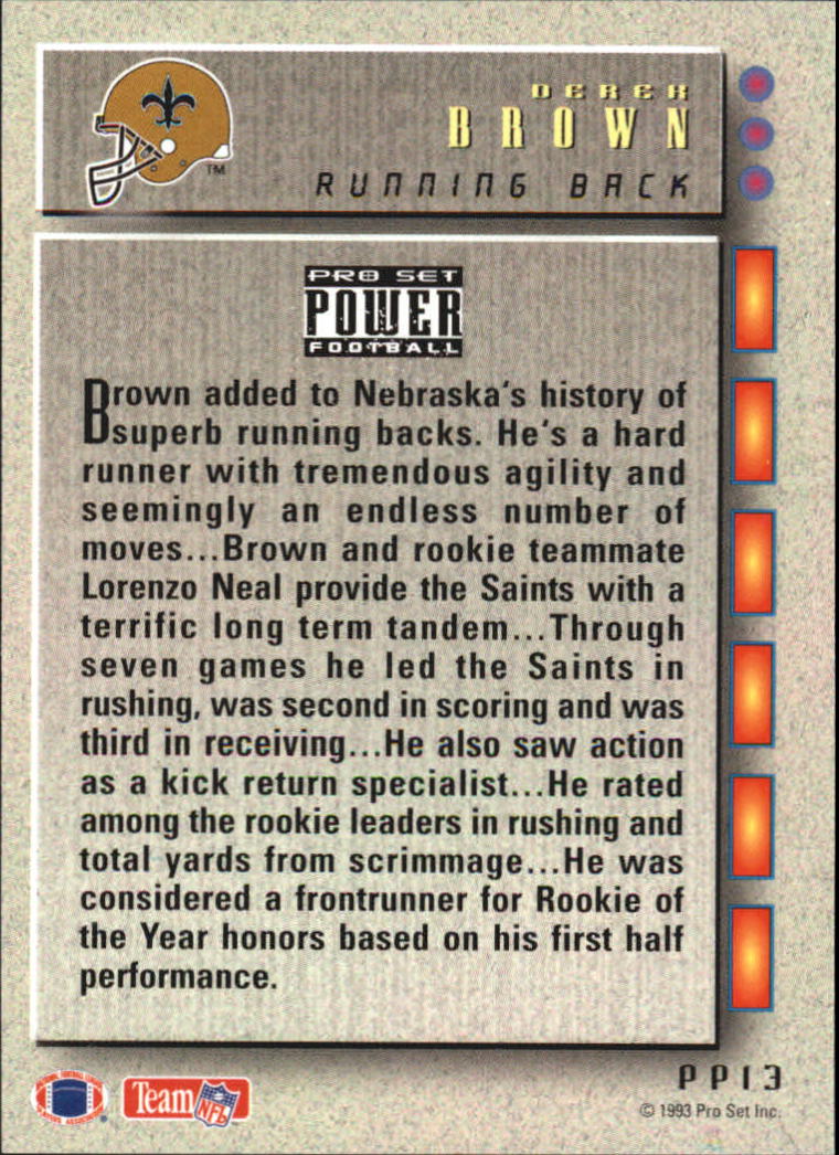1993 Power Update Prospects Gold #13 Derek Brown RBK back image
