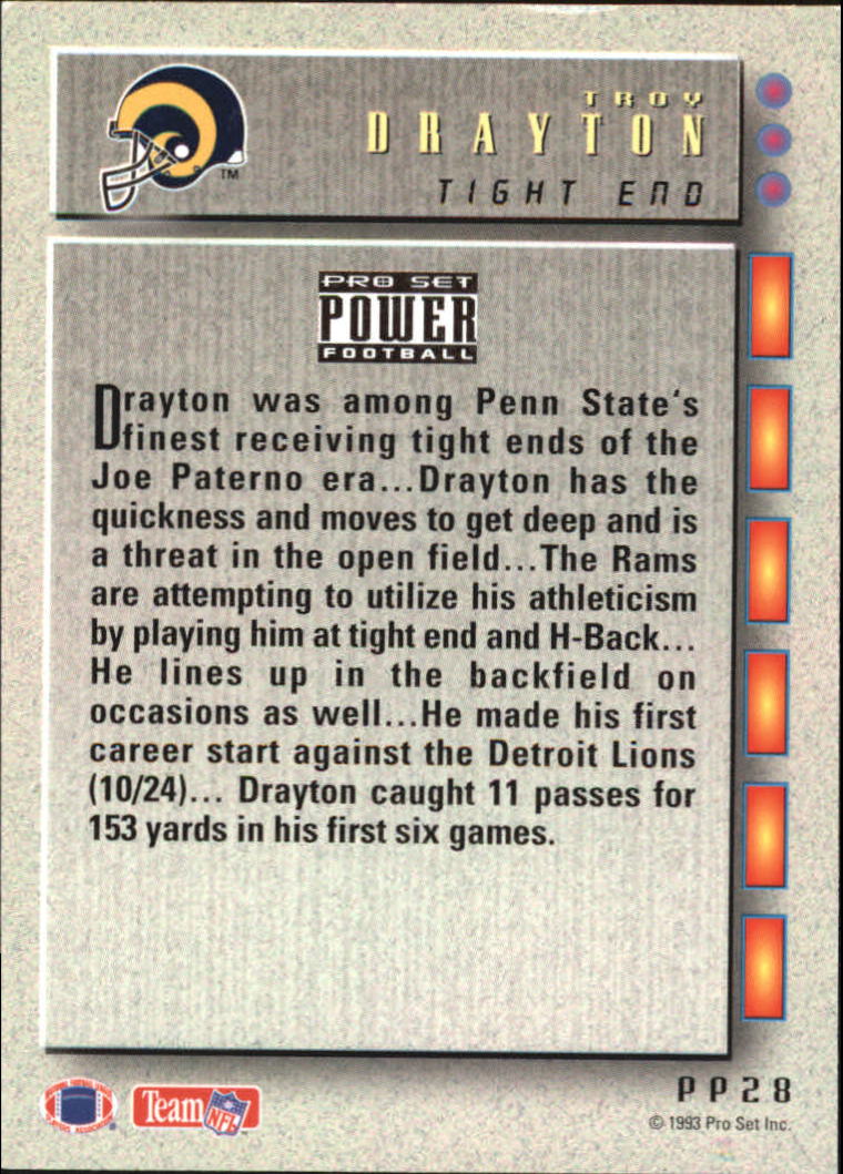 1993 Power Update Prospects Gold #28 Troy Drayton back image