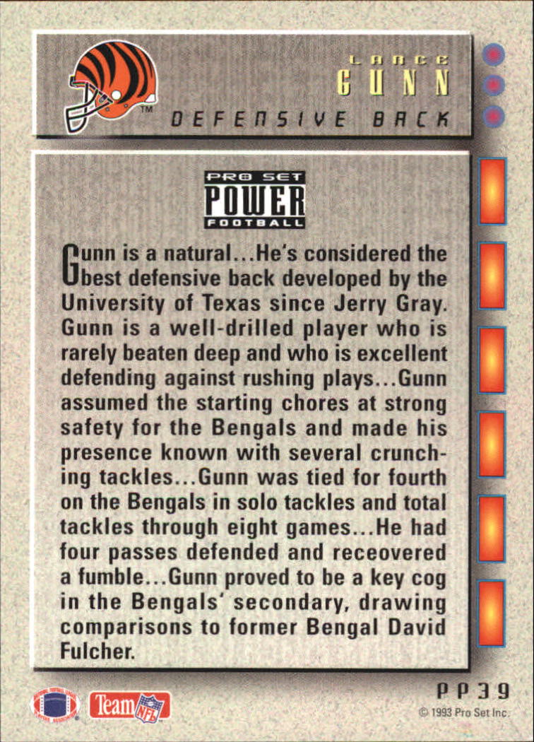 1993 Power Update Prospects Gold #39 Lance Gunn back image