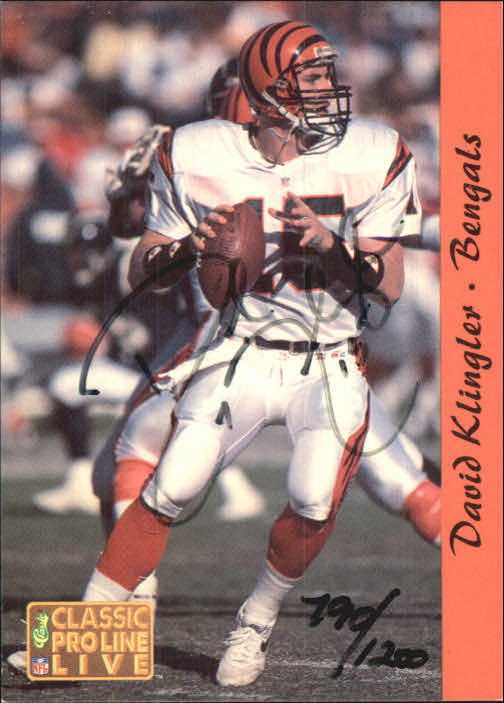 1993 Pro Line Live Autographs #20 David Klingler/1200