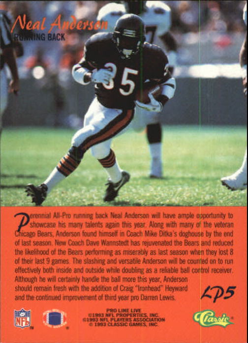 1993 Pro Line Live Football "Insert" Cards - Picture 27 of 39