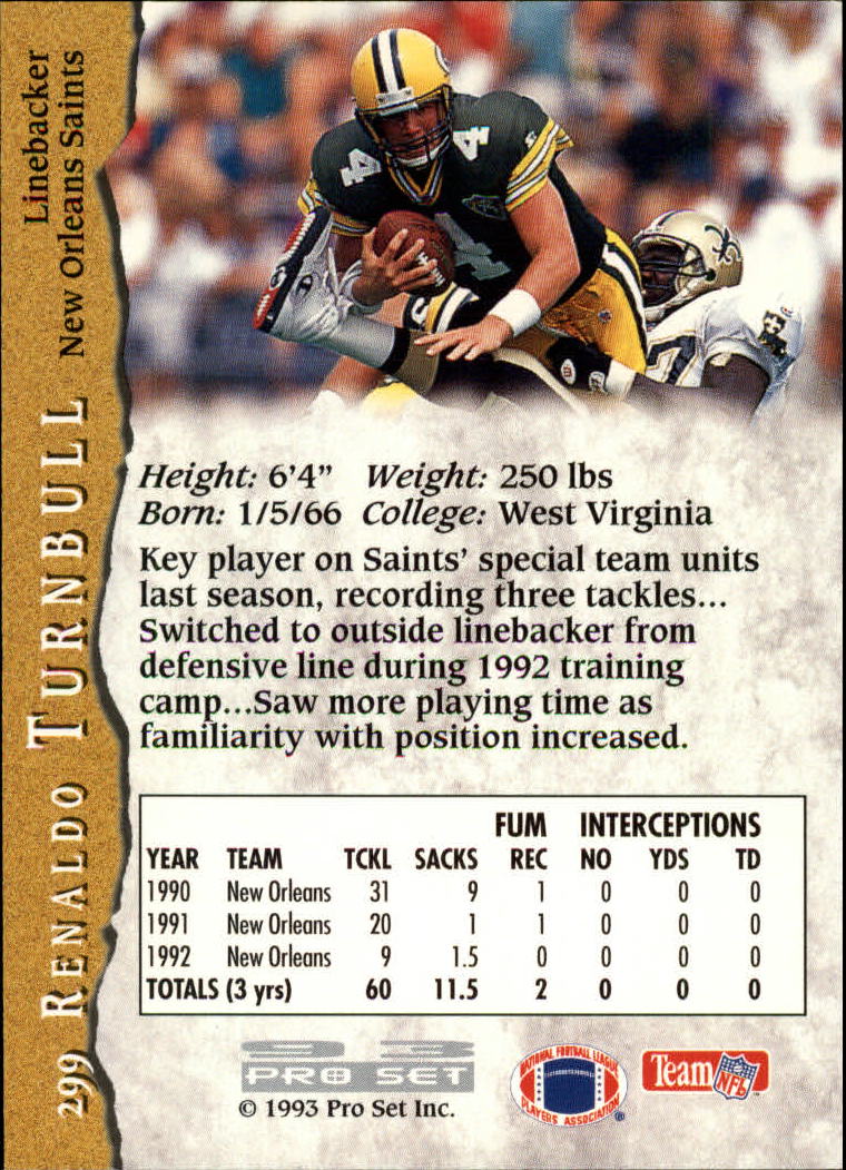 682 Renaldo Turnbull - New Orleans Saints - 1990 Pro Set Football