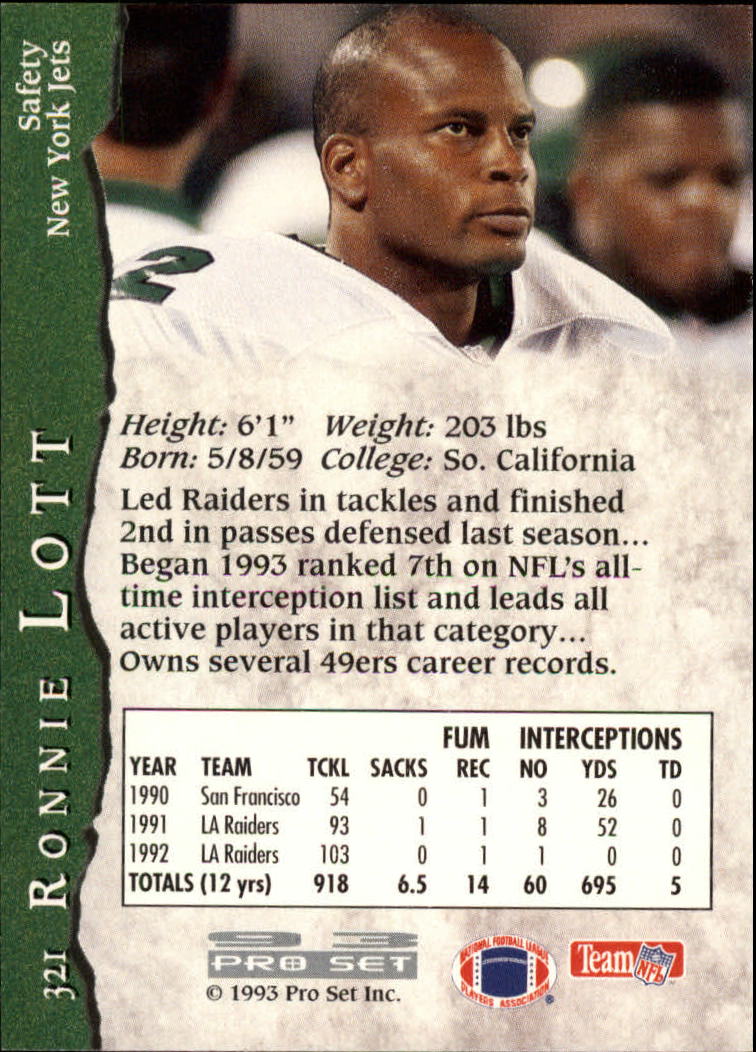 1993 Pro Set #321 Ronnie Lott - NM-MT