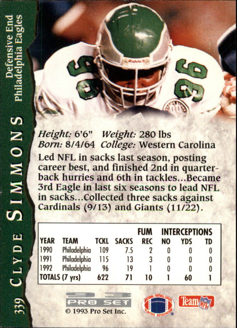 : 1990 Topps #96 Clyde Simmons Eagles NFL Football Card NM-MT :  Collectibles & Fine Art