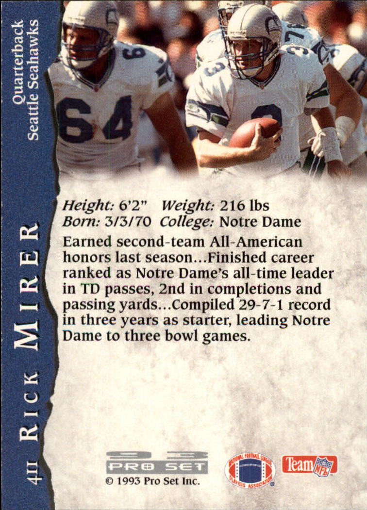 1993 Classic Draft Stars #DS2 Rick Mirer - NM-MT