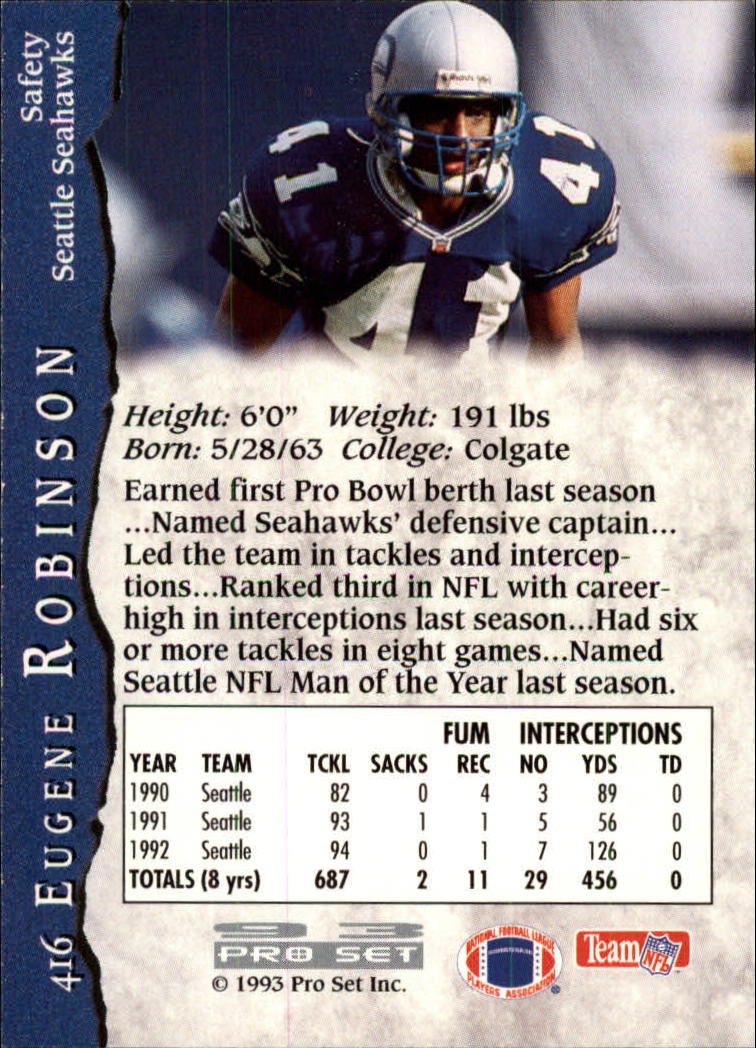 1993 Pro Set #416 Eugene Robinson back image
