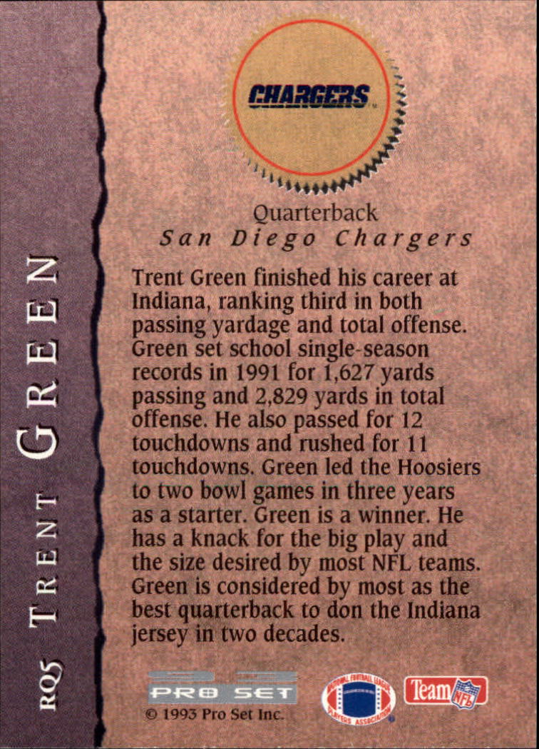 1993 Pro Set Rookie Quarterbacks #RQ5 Trent Green back image